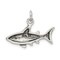 Sterling Silver Antiqued Shark Charm Pendant Jewelry 16mm x 22mm
